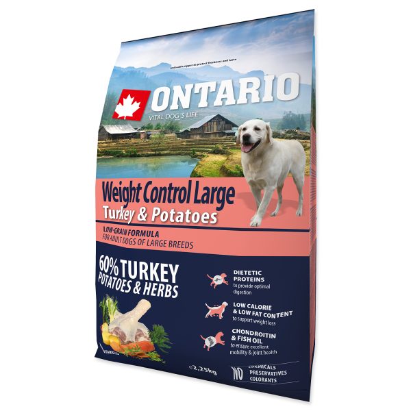 ONTARIO Dog Large Weight Control Turkey & Potatoes & Herbs 12 kg