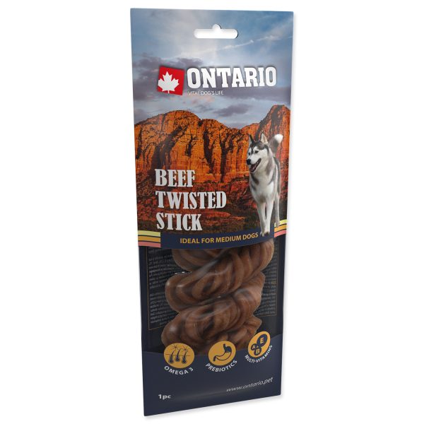 Snack ONTARIO Dog Rawhide Twisted Stick 15 cm