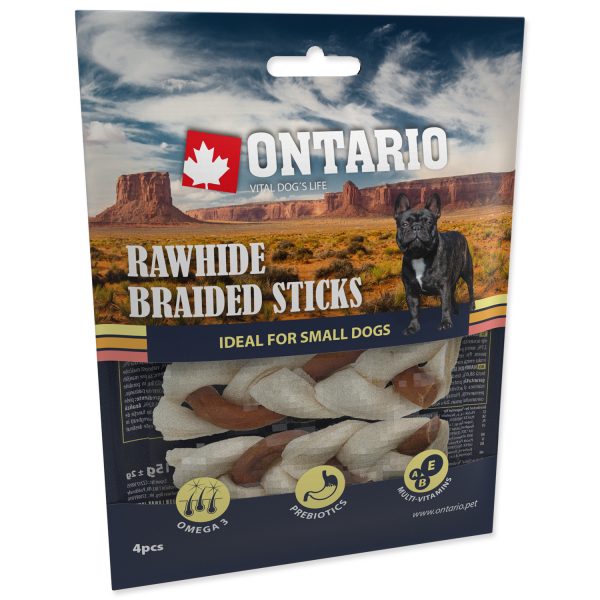 Snack ONTARIO Dog Rawhide Braided Stick Mix 7,5 cm