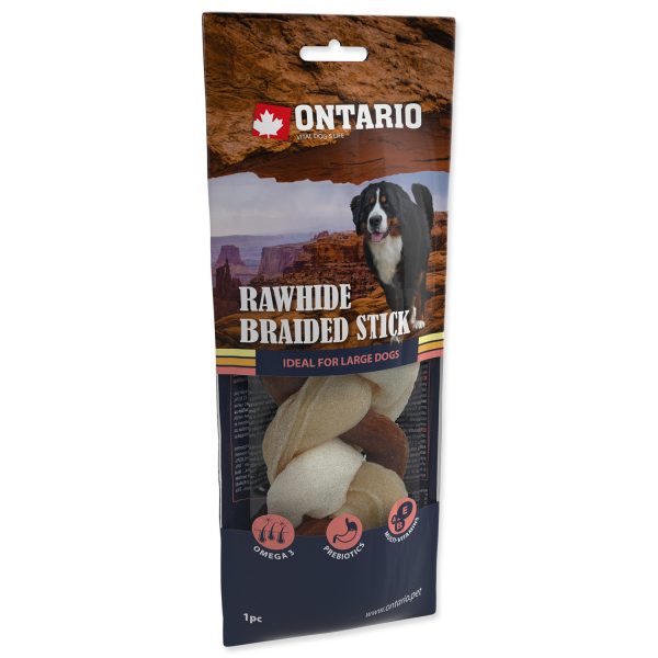 Snack ONTARIO Dog Rawhide Braided Stick Mix 17,5 cm