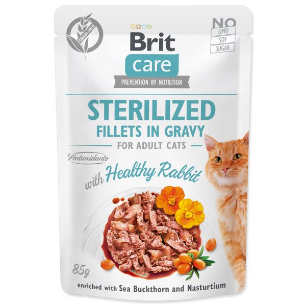 Brit Care Cat Fillets Gravy Steril. Healthy Rabbit 85g