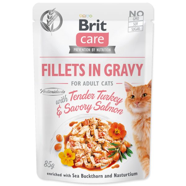 Brit Care Cat Fillets in Gravy Turkey&Salmon 85g