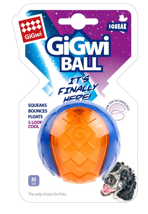 GiGwi Ball míček M transparentní modro/oranžový