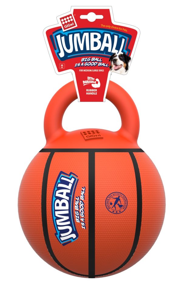 GiGwi Jumball Basketball míč s rukojetí oranžový, 20cm