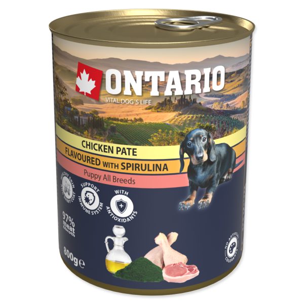 Konzerva ONTARIO Puppy kuřecí paté se spirulinou 800g - Image 2