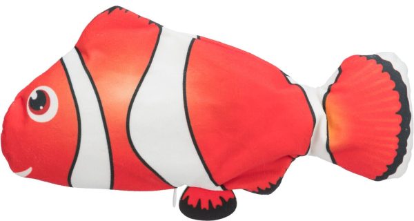 Ryba "NEMO" jako živá, mrskající se, s catnipem, látka, 26 cm