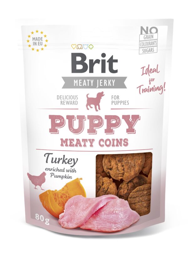 Brit Jerky Puppy Turkey Meaty Coins 80g