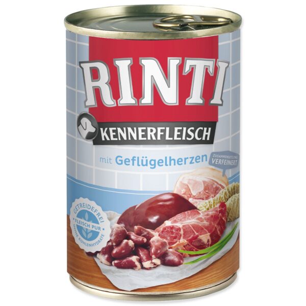 Rinti Dog Kennerfleisch konzerva drůbeží srdíčka 400g